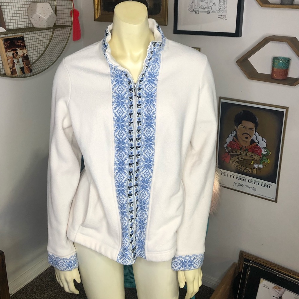 L.L. Bean fleece zip up w/floral print